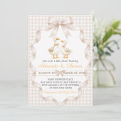 Gans Baby Shower Gingham Kaart (Staand voorkant)