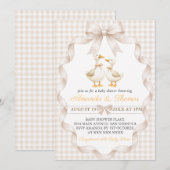 Gans Baby Shower Gingham Kaart (Voorkant / Achterkant)
