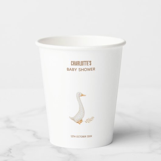 Gans Baby shower Papieren Bekers (Achterkant)