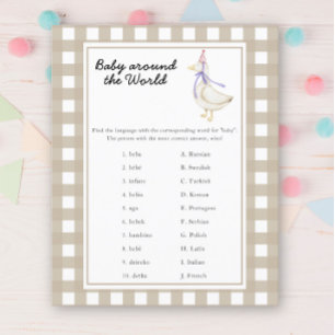 Gans babyshower - baby rond de wereld spel