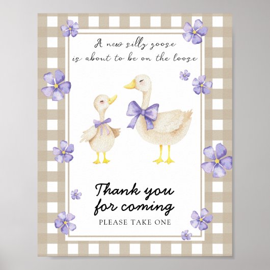 Gans babyshower - Bedankt voor jullie komst Poster (Voorkant)