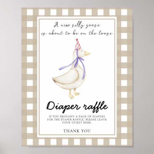 Gans babyshower - luier raffle poster (Voorkant)