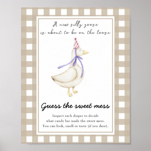 Gans babyshower - Raad de zoete rommel Poster (Voorkant)