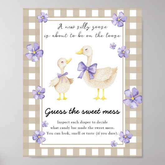 Gans babyshower - Raad de zoete troep Poster (Voorkant)