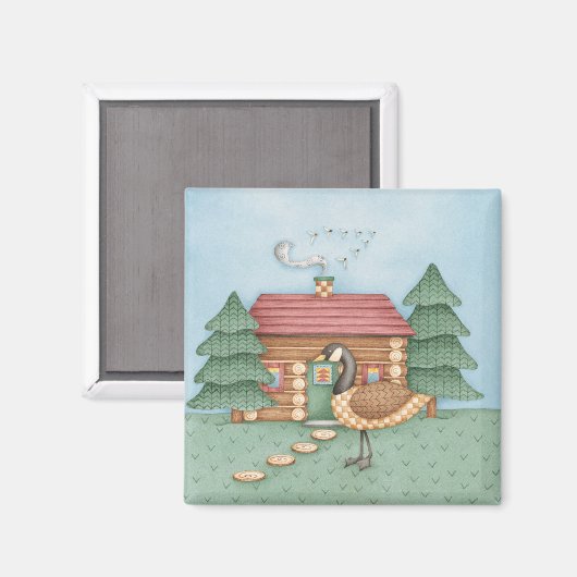 Gans bij blokhut magneet (Voorkant / Achterkant)