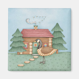 Gans bij blokhut magneet