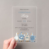 Gans blauw heldere kerstfeest acryl uitnodigingen (Insitu (Draagbaar))