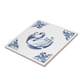Gans Delfts Blauw en Witte Bloemhoeken Vogel Tegeltje (Zijkant)