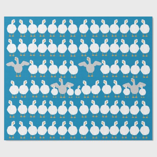 Gans die papierrollen wikkelt cadeaupapier (Vlak)