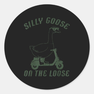 Gans Dom Op De Losse Scooter Grappige Dieren Manne Ronde Sticker