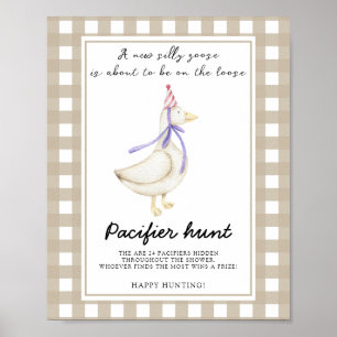 Gans - fopspeen jacht baby shower spel poster