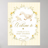 Gans Geslachtsneutraal Gingham babyshower welkom Poster (Voorkant)