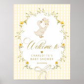 Gans Geslachtsneutraal Gingham babyshower welkom Poster (Voorkant)