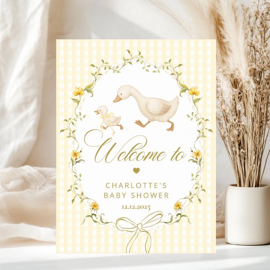 Gans Geslachtsneutraal Gingham babyshower welkom Poster