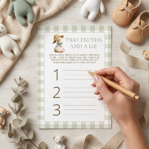 Gans Gingham 2 Waarheden 1 Leugen Baby Shower Spel Kaart