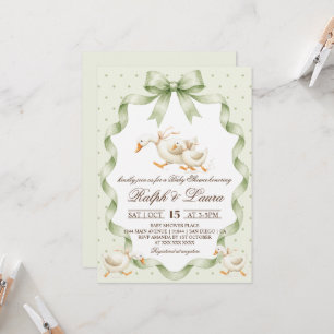 Gans Groen Stippen Baby Shower Kaart