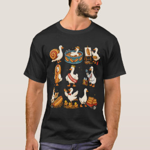 Gans Hotdog Eten Parade Eend Chef Picknick Cartoon T-shirt