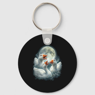 Gans huilende maan ontwerp grappig dier gans meme  sleutelhanger