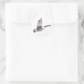 Gans in vliegtekening ronde sticker (Tas)