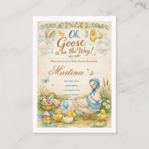 Gans is op komst Baby Shower vintage uitnodiging Informatiekaartje