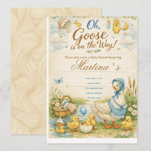 Gans is op komst Baby Shower vintage uitnodiging Informatiekaartje