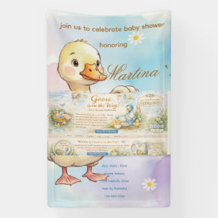 Gans is op komst Baby Shower vintage uitnodiging Spandoek