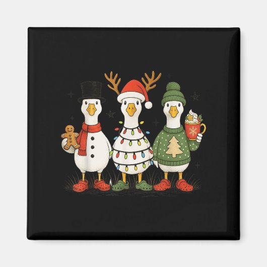Gans Kerst Licht Kerstmis Vrolijke Gansmis Grappig Magneet (Voorkant)