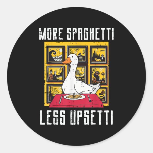 Gans Meer Spaghetti Minder Etti Grappige Dieren Ma Ronde Sticker (Voorkant)