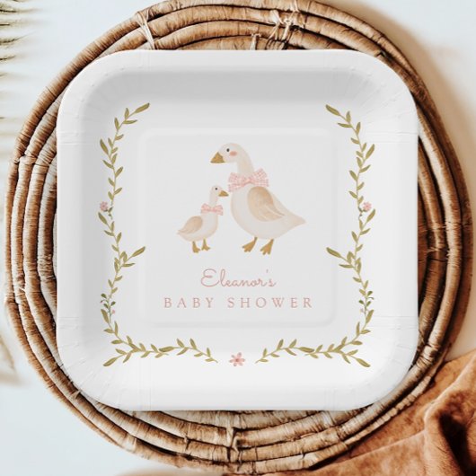  Gans Meisje Baby shower Papieren Bordje