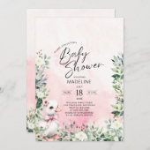 Gans met Bow Pink Girl Baby shower Uitnodiging (Voorkant / Achterkant)