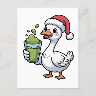 Gans met Matcha-drank en Sinterklaas-hoed Uitnodiging Briefkaart