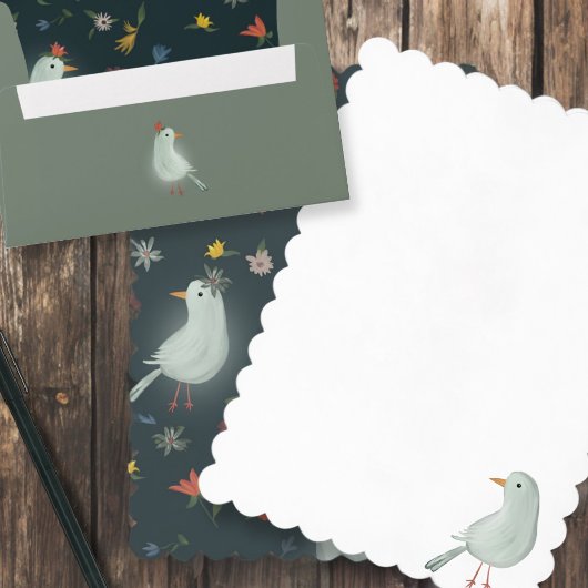 Gans met Waterverf bloemen Kaart