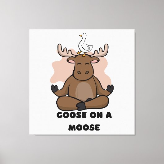 Gans op een Eland Dier Grappig Canvas Afdruk (Voorkant)