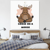 Gans op een Eland Dier Grappig Canvas Afdruk (Insitu (Slaapkamer))