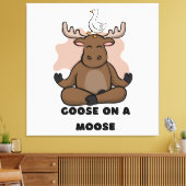 Gans op een Eland Dier Grappig Canvas Afdruk (Insitu (Woonkamer))