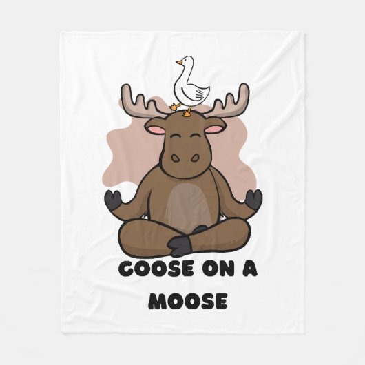 Gans op een Eland Dier Grappig Fleece Deken (Voorkant)