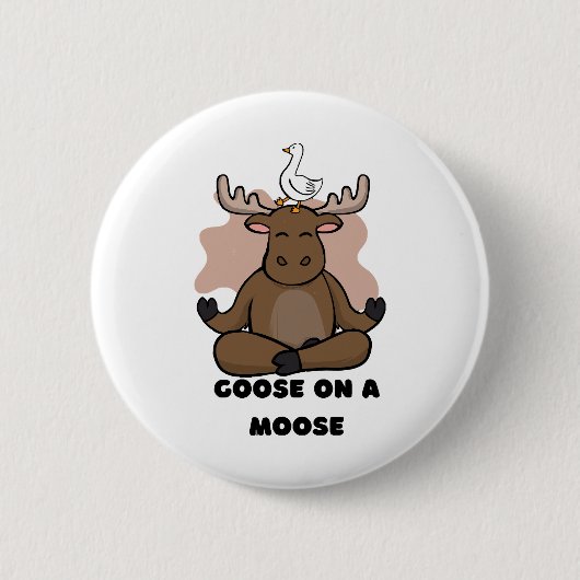 Gans op een Eland Dier Grappig Ronde Button 5,7 Cm (Voorkant)