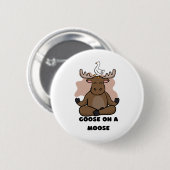 Gans op een Eland Dier Grappig Ronde Button 5,7 Cm (Voorkant /achterkant)