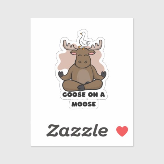 Gans op een Eland Dier Grappig Sticker (Vel)