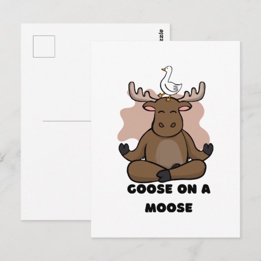 Gans op een Moose Dier Grappig Briefkaart (Voorkant / Achterkant)