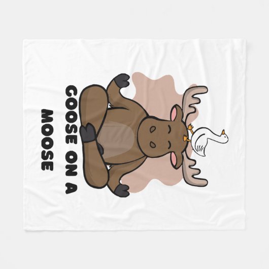 Gans op een Moose Dier Grappig Fleece Deken (Voorkant (Horizontaal))