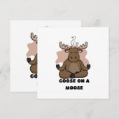 Gans op een Moose Dier Grappig Kaart (Voorkant / Achterkant)
