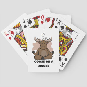 Gans op een Moose Dier Grappig Pokerkaarten