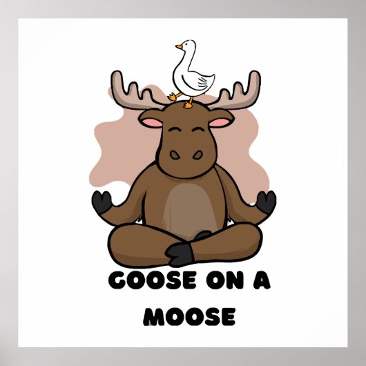 Gans op een Moose Dier Grappig Poster (Voorkant)