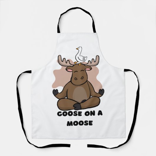 Gans op een Moose Dier Grappig Schort (Voorkant)