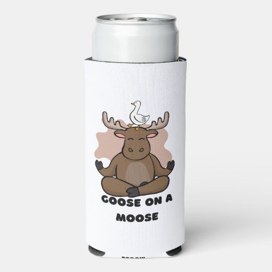 Gans op een Moose Dier Grappig Seltzer Blikjeskoeler (Seltzer Achterkant)