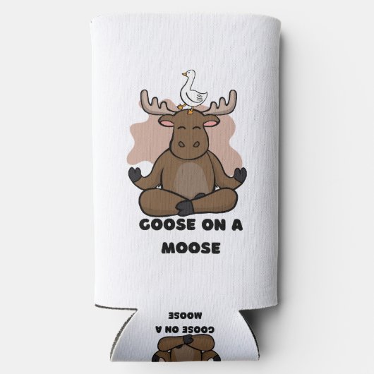 Gans op een Moose Dier Grappig Seltzer Blikjeskoeler (Achterkant)