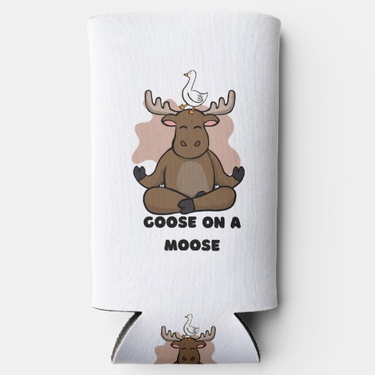 Gans op een Moose Dier Grappig Seltzer Blikjeskoeler (Voorkant)
