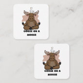 Gans op een Moose Dier Grappig Vierkante Visitekaartje (Voorkant / Achterkant)
