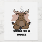 Gans op een Moose Dier Grappig Wijn Etiket (Enkel label)